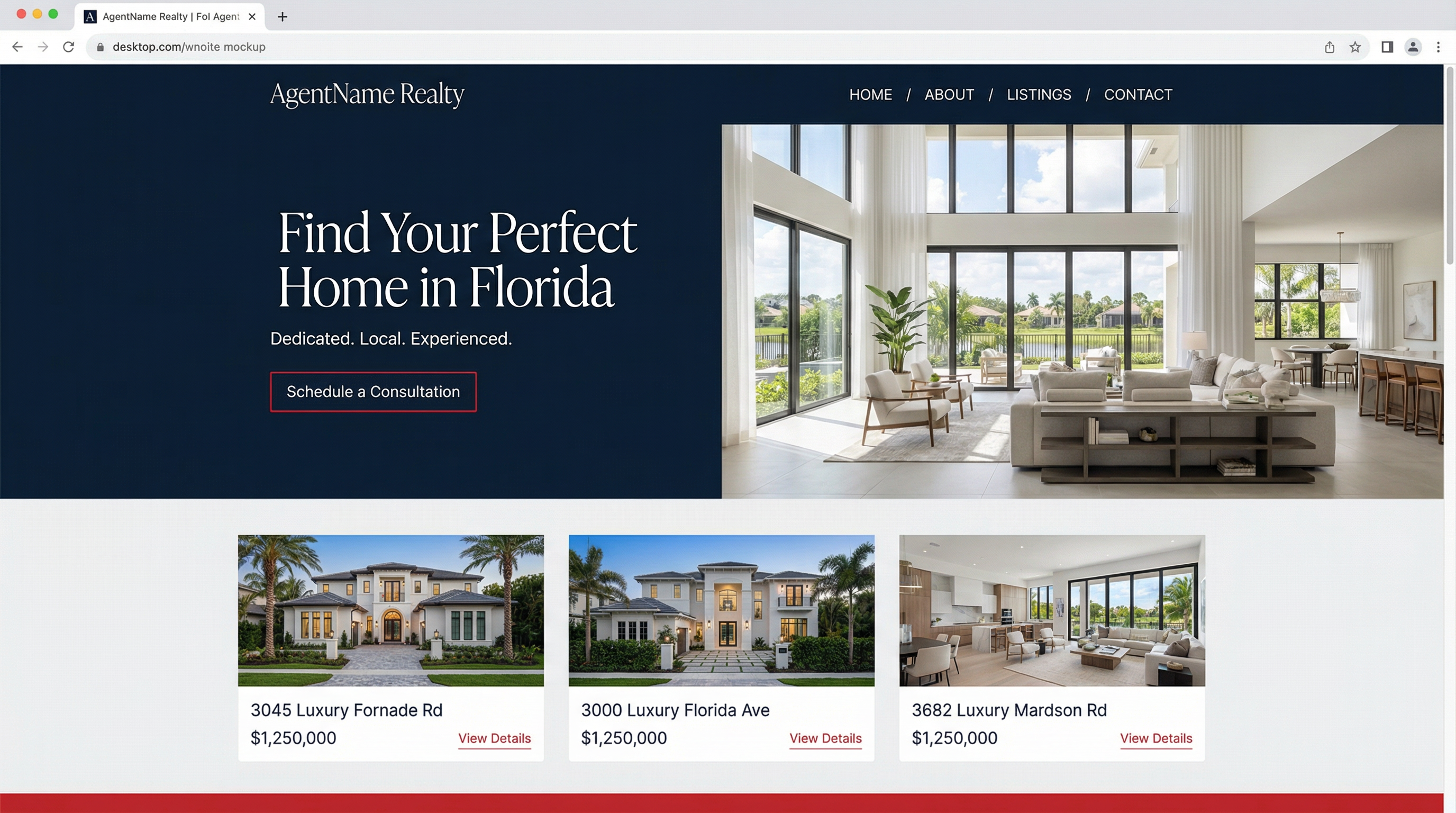 Split Screen with Featured Listings Mockup